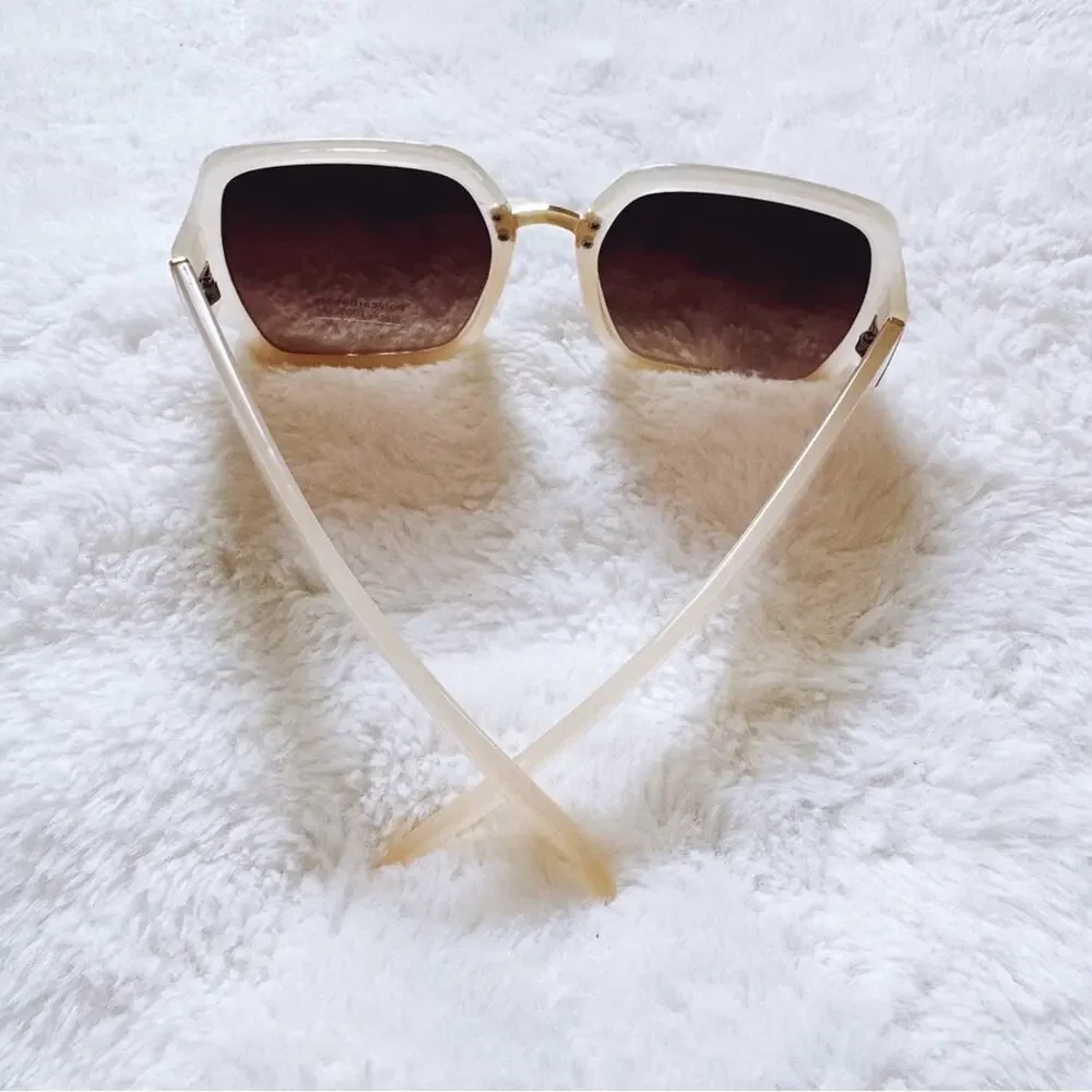 Layla Clear Beige Sleek Square Sunglasses